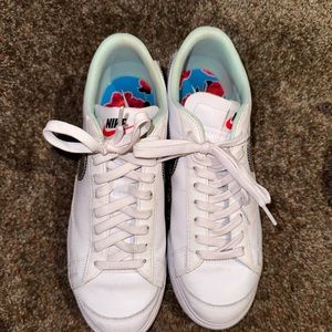 Nike blazers with holographic teal and silver